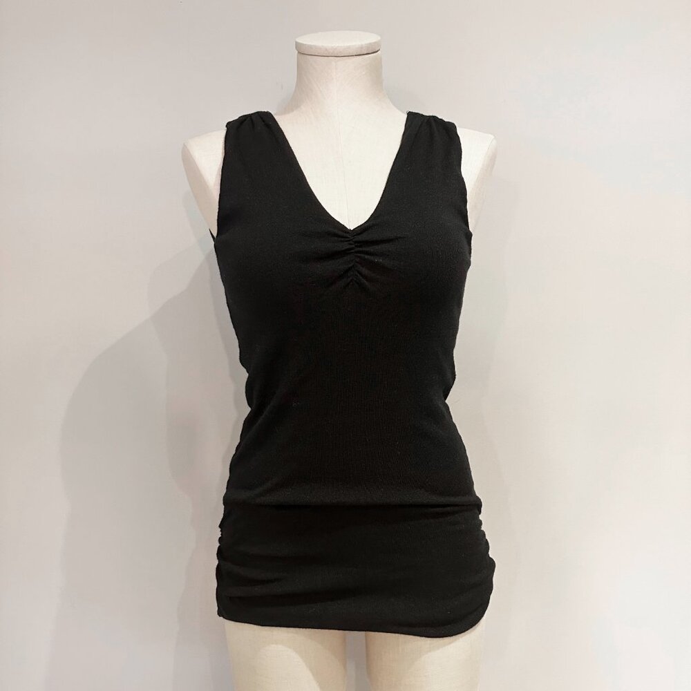 Michael Stars Womens Tunic Tank Top Black Size OS Ruching Shimmery Stretchy